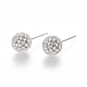 Brass Micro Pave Clear Cubic Zirconia Stud Earrings EJEW-K078-20A-2