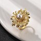 Латунные кольца с подсолнухом для женщин RJEW-S622-02G-2