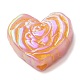 Perlina acrilica opaca rosa con cuore intrecciato in metallo OACR-Q190-01D-1