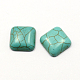 Fornituras artesanales teñidos turquesa piedra preciosa sintética espalda plana cabuchones TURQ-S263-12x12mm-01-1