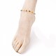 Bracelets de cheville en émail fleur en laiton doré AJEW-AN00333-01-4