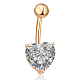 Real 18k chapado en oro joyería del cuerpo corazón cubic zirconia latón anillo del ombligo anillo del ombligo anillos del vientre AJEW-EE0001-01A-1