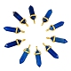 天然瑪瑙のペンダント  ランダムアロイペンダント六角形ビーズキャップベイル付き  ゴールドカラー  弾丸  37~40x12.5x10mm  穴：3x4.5mm  10個/箱 G-SZ0001-21-1