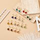 10 Pairs 10 Colors Glass Rhombus Dangle Leberback Earrings EJEW-JE05073-2