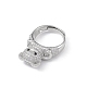 Cubic Zirconia Bear Adjustable Ring RJEW-K240-07P-4