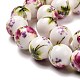 Handmade Flower Printed Porcelain Ceramic Beads Strands PORC-J006-B07-6