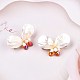 Natural White Shell & Pearl Butterfly Brooch Pin JEWB-T004-01G-2