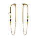 Chain Tassel with Glass Seed Beads Dangle Stud Earrings for Girl Women EJEW-TA00014-3