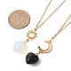 Ensemble de colliers avec pendentif cœur en opalite et obsidienne naturelle NJEW-JN04484-3