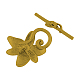 チベットスタイルの合金の花のマンテル  鉛フリーとニッケルフリー  アンティーク黄金  バー：7x29.5x2mm  穴：1.5mm  花：24x29.5x3.5mm  穴：1.5mm  約180個/1000g TIBE-2024-AG-FF-2