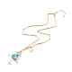 Christmas Tree Shell Pearl & Glass Braided Pendant Necklace with Bar Link Chains NJEW-TA00028-3