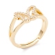 Brass Micro Pave Clear Cubic Zirconia Adjustable Rings RJEW-A002-03G-3
