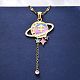 Ожерелья с подвеской в виде планеты и созвездия из нержавеющей стали 304 с перламутровой эмалью NJEW-D310-01F-G-5