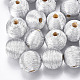 Wood Beads Covered with Polyester Cord Wire WOVE-S117-20mm-06-2