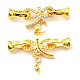 Brass Micro Pave Clear Cubic Zirconia Fold Over Clasps KK-G420-13G-2