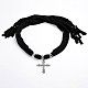 Belle conception strass en alliage croix colliers écharpe en tissu pendentif NJEW-I067-03A-2