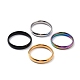 Placcatura ionica (ip) 304 semplice anello a fascia semplice in acciaio inossidabile per le donne RJEW-B036-08-1