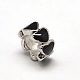 Platinum Plated Alloy Enamel Heart Ring Large Hole Beads ENAM-N033-02-2