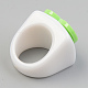 不透明なアクリル指輪  ハートを付きの矩形  ミックスカラー  usサイズ6 1/2~9(17~19mm) X-RJEW-T010-13-5