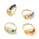 4 Uds. 4 anillos de dedo con cuentas redondas de piedras preciosas naturales mezcladas RJEW-TA00103-1
