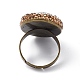 Bague ajustable ovale coquillage naturel avec strass RJEW-F134-07AB-3
