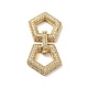 Brass Micro Pave Clear Cubic Zirconia Fold Over Clasps KK-G414-11G-1