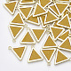 合金ペンダント  PUレザーと  三角形  ライトゴールド  ミックスカラー  19x18x2mm  穴：1.8mm PALLOY-T067-163-2
