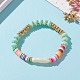 Arc-en-ciel polymère argile perles heishi bracelets extensibles BJEW-JB05865-03-4