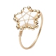 Anello in stile con perline intrecciate a stella con conchiglia naturale RJEW-JR00613-1