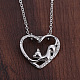 Exquisite Heart and Cat Alloy Rhinestone Pendant Necklaces NJEW-N0052-111-3