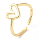 2Pcs 2 Style Rack Plating Brass Heart Open Cuff Rings Set RJEW-R137-03-5