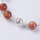 Faceted Round Natural Fire Agate Bracelets BJEW-JB03535-05-2