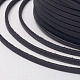 韓国のフェイクスエードコード  フェイクレース  PUレザーと  ブラック  3x1.5mm  約100ヤード/ロール（300フィート/ロール） LW-H001-114-3