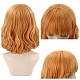 コスプレパーティーウィッグ  合成かつら  耐熱高温繊維  女性のための前髪付きの短いウェーブの巻き毛のかつら  オレンジ  13.7インチ（35cm） OHAR-I015-23-2
