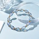 Twist Oval Frosted Glass Beads Stretch Bracelet for Women Girl BJEW-JB07247-4