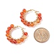 Round Natural Red Agate Wire Wrapped Big Hoop Earrings for Women EJEW-TA00048-01-3