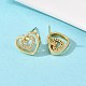 Серьги-гвоздики в форме сердца из латуни с прозрачным фианитом и прозрачным фианитом EJEW-F400-28A-G-2