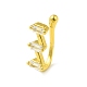 クリア キュービック ジルコニアはしご形の鼻輪のクリップ  真鍮ノーズカフノンピアスジュエリー女性男性  ゴールドカラー  12mm AJEW-F059-05G-1