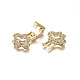 Brass Micro Pave Clear Cubic Zirconia Fold Over Clasps ZIRC-I038-17G-2
