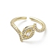 Rack Plating Brass Micro Pave Cubic Zirconia Open Cuff Rings RJEW-K257-41G-2