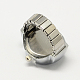 Relojes de cuarzo anillo de estiramiento hierro tono platino RJEW-R119-14D-3