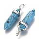 Pendentifs pointus synthétiques teints turquoise G-F295-03B-2