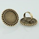 Vintage Adjustable Iron Finger Ring Components Alloy Cabochon Bezel Settings X-PALLOY-O039-12AB-NF-1