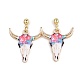 Real 14K Gold Plated Alloy Dangle Earrings EJEW-G148-10G-02-1