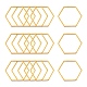 304ステンレススチール製フレームコネクター  六角  ゴールドカラー  20x22.5x0.8mm X-STAS-S079-24B-1