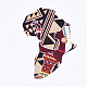 スプレー塗装された木製の大きなペンダント  印刷  アフリカの地図  カラフル  76x63.5x2.5mm  穴：1.5mm WOOD-T022-A21-1