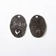 Boyfriends Valentines Day Gifts Making Tibetan Style Alloy Flat Oval Carved Message Word Always Love Pendants X-TIBEP-S047-AS-LF-1