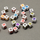 Perles européennes en acrylique de lettre colorées avec grand trou SACR-Q104-02W-1
