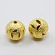 Round Brass Textured Beads KK-MSMC015-06-2