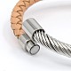 Fashionable Unisex Stainless Steel Braided Leather Cord Magnetic Clasps Bracelets BJEW-L237-06A-4